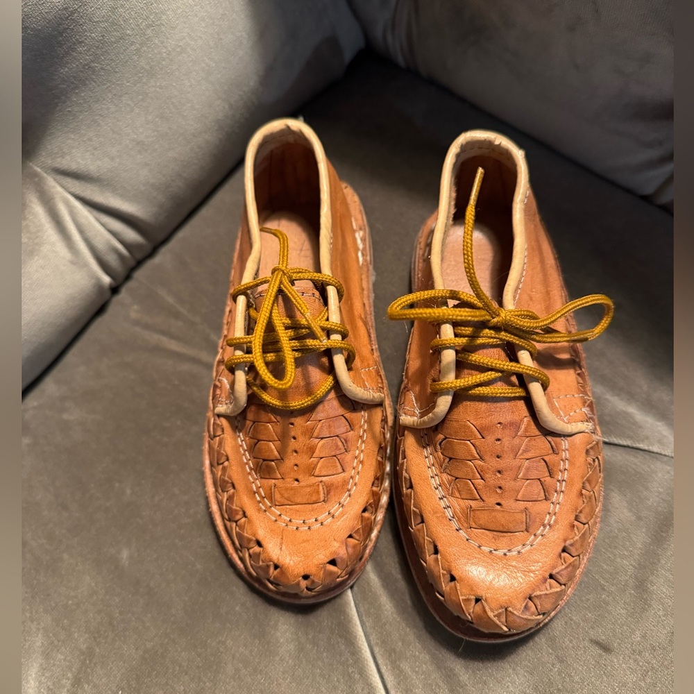 Vintage Handmade Leather Huarache‎ Toddler Kid Shoes Size 7 - Picture 3 of 5